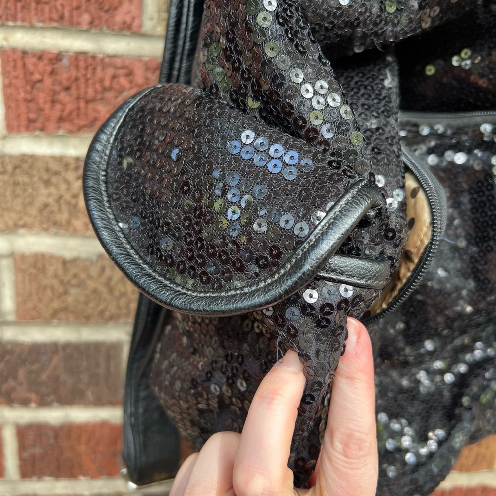 Black Clear Sequin Knapsack Backpack - image 6